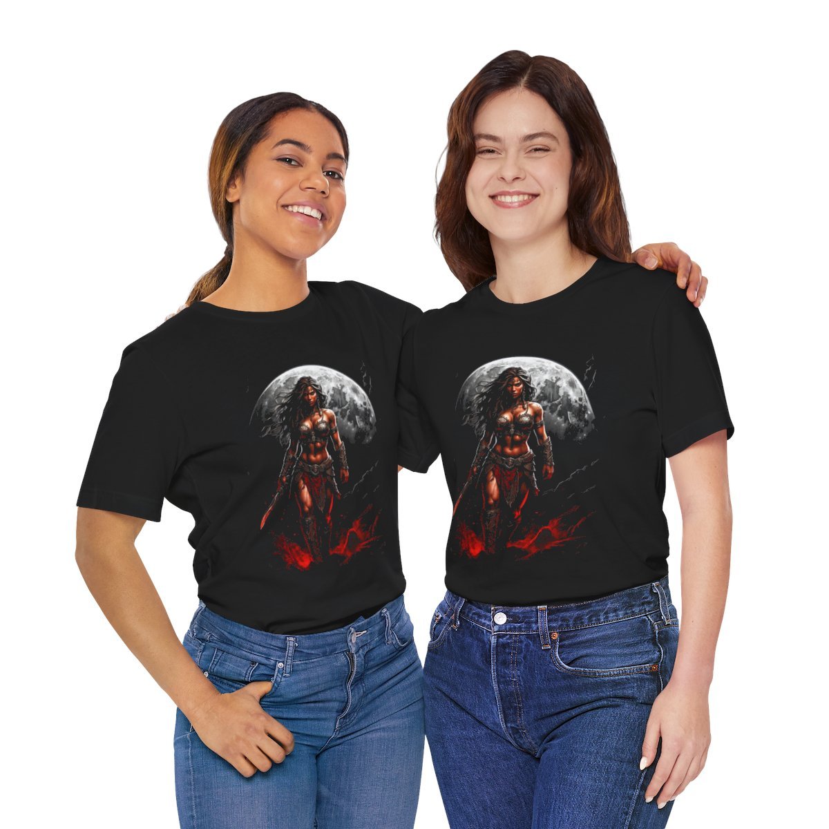 Kaida Black over a Blood Red Moon (Unisex Jersey Short Sleeve Tee) - Image 27