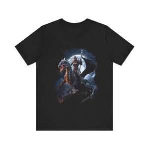 Elf Warrior on a Silver Dragon  (Unisex Jersey Short Sleeve Tee)