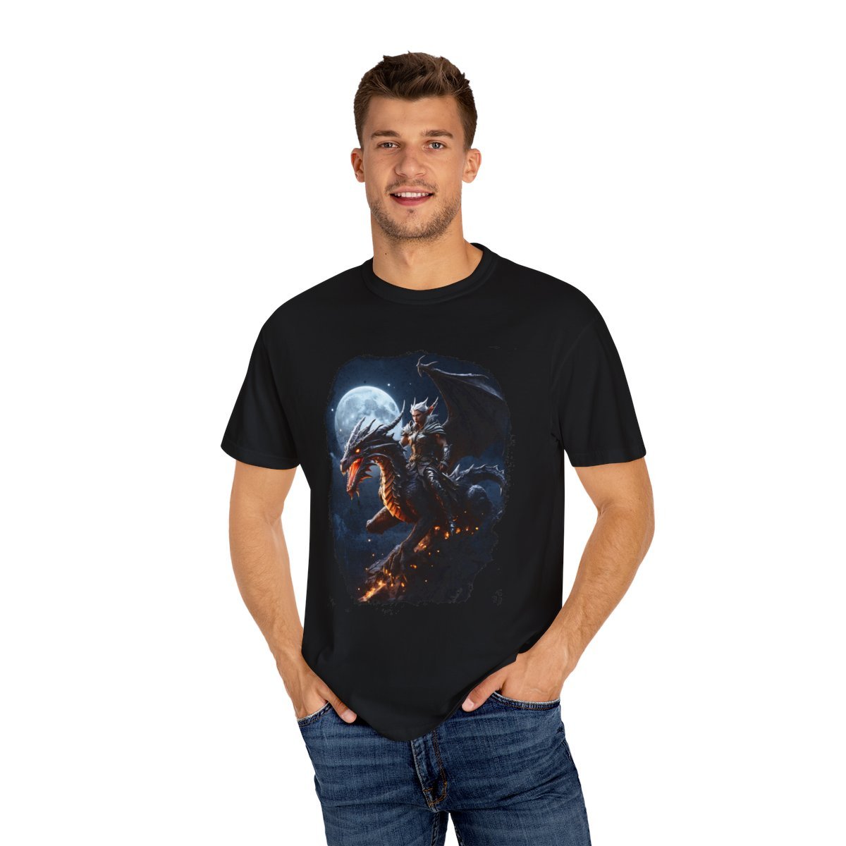 Elf Dragon Rider Unisex Garment-Dyed T-shirt - Image 5