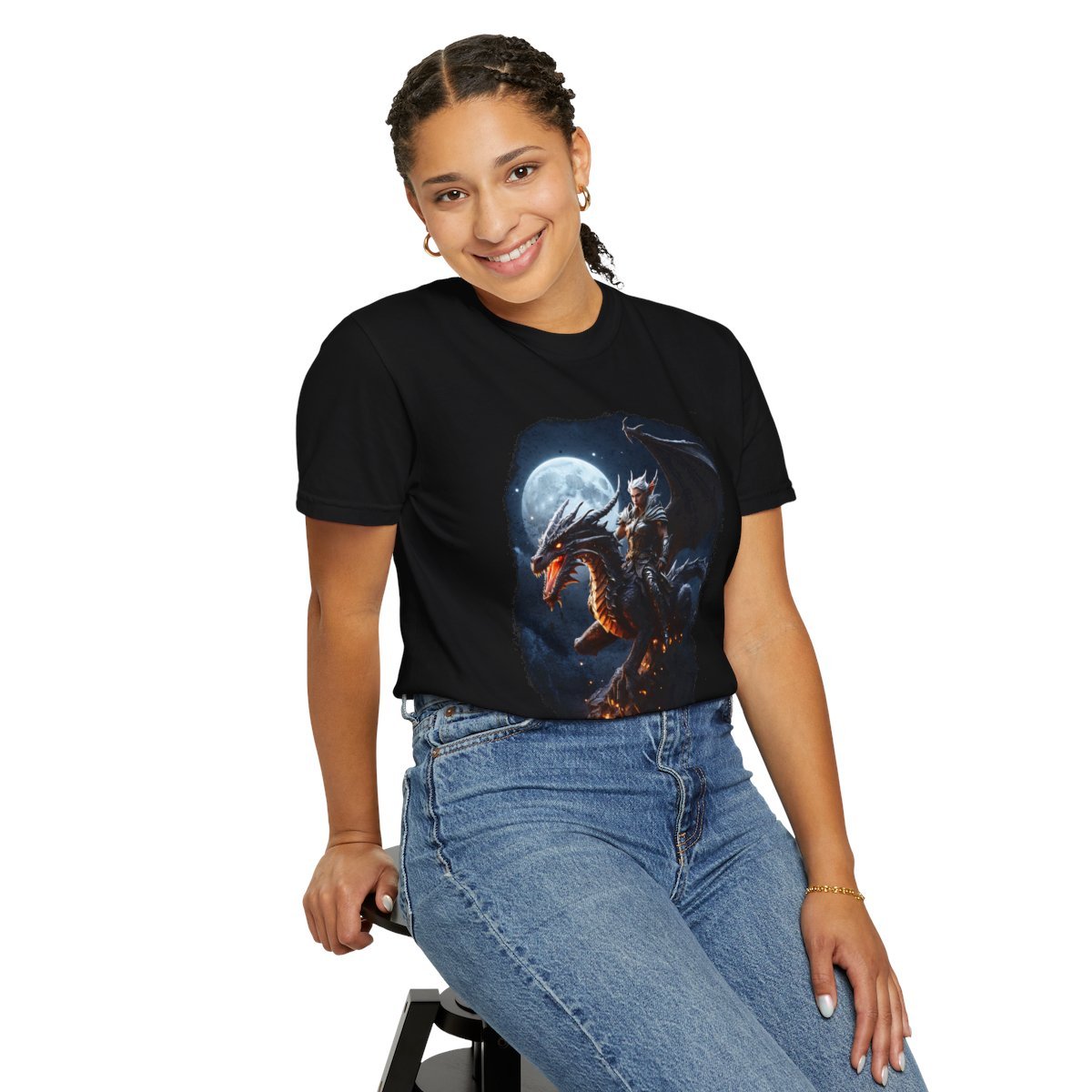 Elf Dragon Rider Unisex Garment-Dyed T-shirt - Image 9